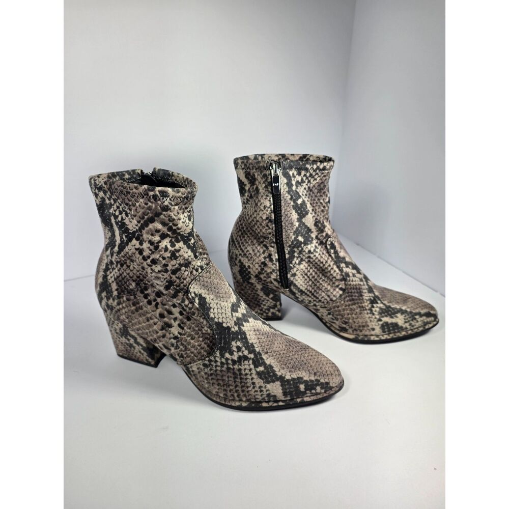 Marc‎ Fisher LTD Yalor Snakeskin Sock Booties Block Heel Womens 8M Pointed Toe